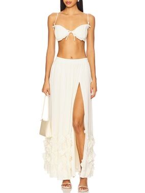 NWT Anthropologie MAJORELLE Lindy Maxi Skirt in Ivory - M